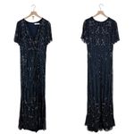 Mac Duggal Sequin Embellished Beaded Faux Wrap Gown Navy Blue Sz 14 NWT 93654 Photo 7
