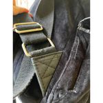 Women’s soft crushed black velvet faux leather snap button sling backpack Photo 9