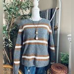 Stitch Fix Pinque Maise Crewneck Pullover Striped Stretch Sweater Gray Size M Photo 2