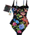 Johnny Was NWT Dreamer in Black Floral One-piece Swimsuit S + Reusable Bag Photo 4