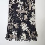 Vintage Y2K New York & Company Black Cream Floral Ruffle Bias Cut Midi Skirt 2 Photo 6