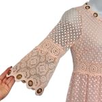 Maje Blush Pink Roso Gold Grommet Lace Tiered Half Sleeve Midi Dress size 1 / S Photo 10