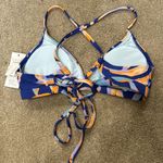 Cupshe Release Happiness Blue Floral Print Lace Up Back Bikini Top Size S Photo 2