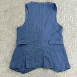 Free People “Millie” Linen Vest Denim grey gray blue button up natural fiber Photo 11