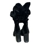 Shoe Republic LA  Velvet Mid-Calf Boots Party Block Heels Fashion Pointed Toe Photo 7