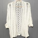 Anthropologie Moth White Crochet Oversized Short Sleeve Boho Chic Cardigan M Photo 0