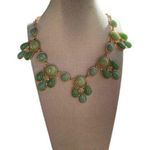 Vintage Multi Strand Women’s Necklace Green Round Boho Estate Gold Tone Necklace Photo 0