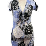 Almost Famous Bandana Print Tie Front Short Sleeve Romper Women's Size L NWT Photo 0