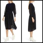 The Great ππ The Merry Dress ~ Navy Blue Velvet Burnout Polka Dot Midi M NWT Photo 6