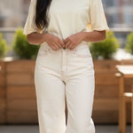 Nicole Miller  ivory denim with red stitching - brand new Photo 0