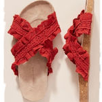 Anthropologie  Bianca Ruffled Slide Sandals in‎ Red Size 8 Photo 0