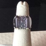 MICHAEL DAWKINS Sterling Silver Starry Night Oxidized Caviar Accented Ring Sz 5 Photo 11