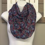 Talbots Woman’s Red Paisley Infinity Fashion Viscose Scarf- OSFM Approx 32”, 21” Photo 0