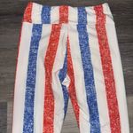 LuLaRoe Red, White & Blue Striped Leggings Photo 5