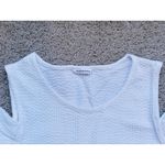 Club Monaco Ruffle Cold Shoulder Crop Top White Textured XS Coquette Fall Layer Photo 5