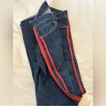 EUC Mother Women's Jeans with Red Stripe. Size 24 “the looker ankle fray” style Blue Photo 4