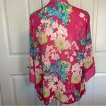 Multiples NWT Pink Floral Mesh Open Cardigan Women's Size Petite Large Photo 1