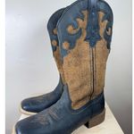 Justin  Women’s Cowboy Boots square toe Black Brown 11B Rodeo Western Cowgirl Photo 0