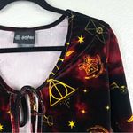 Hot Topic Harry Potter Deathly Hallows Velvet Tie-Front Open Sweater Photo 5