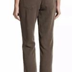 Joie  Cropped Pants Size 8 Army Green Linen Blend Fray Hem Studded Straight Leg Photo 2