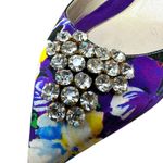 Brian Atwood Jael Kitten Heel Pumps Satin Floral Embellished Size 39‎ US 8 Purple Photo 12