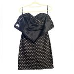 H&M  Womens Dress Size 8 Black Tan Gold Polka Dot Pleated Bust Strapless Mini Photo 10