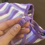 Divided by H&M Tank Top Cropped Small Striped Crochet Bohemian Beach Festival Purple Photo 8