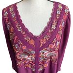 Soft Surroundings Pink Beaded Embroidered Boho Blouse Sz M Photo 5