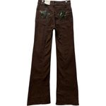 Free People NWT We The Firecracker Star Retro Brown Snake Flare Jeans 25 Current Photo 5