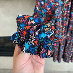 Current Air  Aurelie Pleated Mini Dress Star Print Galaxy, Size M Photo 2