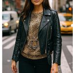 Vintage Leopard Print Blouse Animal Pattern Top Chic Street Style M/L Black Size M Photo 0