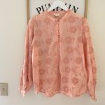 Anthropologie Let Me Be Embroidered Floral Fish Button Top Size Small Photo 1