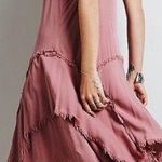Free People Tattered Up Slip Dress Mauve Pink XS Flowy Boho Distressed Fringe Photo 1