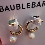 BaubleBar  gold tone open loops white pearl drops earrings Photo 1