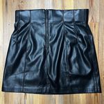 ZARA  Faux Leather High Waist Black Mini Skirt Moto Zipper Detail Size M Edgy Photo 4