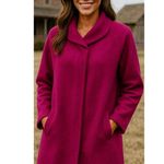 Covergirl Wool Knee Length Trench Coat Woman Magenta Classic Preppy Winter Warm Pink Size 1X Photo 1
