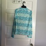 Chevron Pattern Long Sleeve Rash Guard Swim Shirt Blue Size M Photo 2
