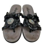 Alegria  Sz 38 8 8.5 Sandals Hul-101 Black Leather Flower Concho Women’s Comfort Photo 0