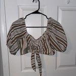 Boutique Striped Top & Short Set Brown Photo 1