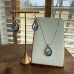 Artisan 4pc  Blue Opal 925 Sterling Silver Hook Earrings Liquid Silver Chain Pend Photo 8
