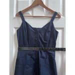 Nordstrom Signature Navy Blue Cotton Pocket Midi Sun Dress Size 4 Loose Hem Photo 8
