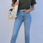 AGOLDE  Merrel High-Rise Raw Hem Low Stretch Straight Denim Jeans Size 26‎ Photo 0