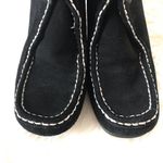 Nine West Suede Moccasin Ankle Boot Bootie Black Chunky Heel Leather Size 5.5 Photo 4