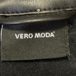 VERO MODA Women's Black Vegan Faux Leather Belted Button Up Trench Coat Jacket M Photo 3