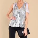 Aura Sequin Shoulder Tie Tank Top‎ Photo 1