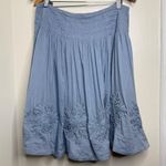 FOR THE REPUBLIC  Smocked Skirt Women’s Size 14 Cotton Lined Flowers Circle Blue Photo 1