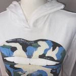 Intermix Shonna Drew Hoodie Camo Lips Cropped Sweatshirt , White/Blue, Small Photo 5