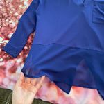 Miami Blue V Neck Sheer Bottom Top Photo 3