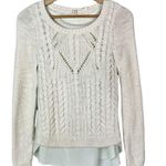 Anthropologie Moth Ella Ivory Layered Crew Neck Cable Knit Pullover Sweater XS Photo 0