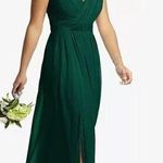 DESSY COLLECTION Sleeveless Draped Chiffon Maxi Dress with Front Slit in Hunter Green Size 10 Photo 0